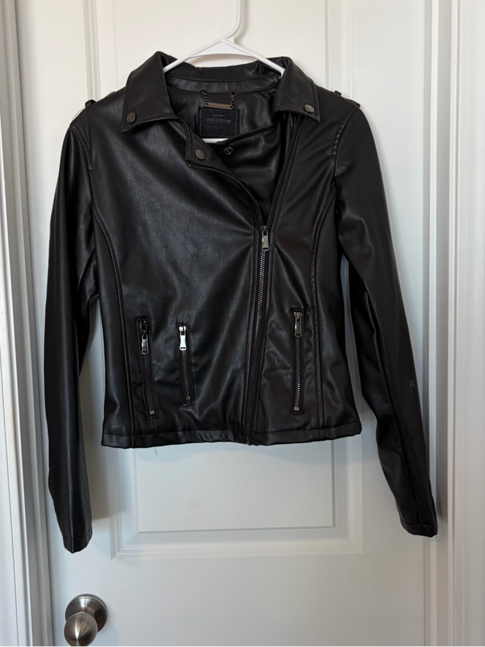 Miss London Black Faux Leather Moto Jacket
Size S